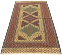 Morgenland Wollteppich Kelim Afghan Teppich handgewebt orange, rechteckig, 4 mm Höhe, Kurzflor
