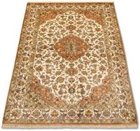 Morgenland Teppich Kaschmir Seide Teppich handgeknüpft beige, rechteckig, 5 mm Höhe