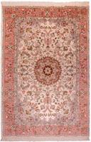 Morgenland Wollteppich Täbriz 40 Raj Teppich handgeknüpft rosa, rechteckig, 8 mm Höhe, handgeknüpft