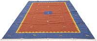 Morgenland Wollteppich Kelim Teppich handgewebt orange, rechteckig, 6 mm Höhe, Kurzflor
