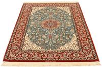 Morgenland Teppich Isfahan Teppich handgeknüpft blau, rechteckig, 7 mm Höhe, handgeknüpft
