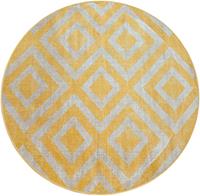 Paco Home Teppich Poco 821, rund, 7 mm Höhe, Rauten-Design, In- und Outdoor geeignet, Wohnzimmer