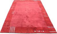 Morgenland Wollteppich Nepal Teppich handgeknüpft rot, rechteckig, 18 mm Höhe, handgeknüpft