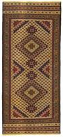 Morgenland Wollteppich Kelim Afghan Teppich handgewebt gold, rechteckig, 4 mm Höhe, Kurzflor