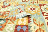 Morgenland Wollteppich Kelim Afghan Teppich handgewebt blau, rechteckig, 5 mm Höhe, Kurzflor