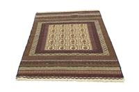 Morgenland Wollteppich Kelim Afghan Teppich handgewebt beige, rechteckig, 4 mm Höhe, Kurzflor