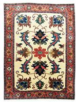 Morgenland Wollteppich Heriz Teppich handgeknüpft beige, rechteckig, 14 mm Höhe
