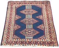 Morgenland Wollteppich Turkaman Teppich handgeknüpft blau, rechteckig, 6 mm Höhe