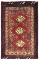 Morgenland Wollteppich Turkaman Teppich handgeknüpft rot, rechteckig, 7 mm Höhe