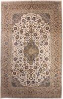 Morgenland Wollteppich Keshan Teppich handgeknüpft beige, rechteckig, 8 mm Höhe