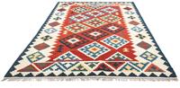 Morgenland Wollteppich Kelim Fars Teppich handgewebt orange, rechteckig, 4 mm Höhe, Kurzflor
