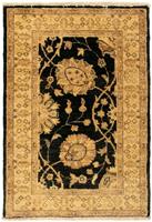 Morgenland Wollteppich Farahan Teppich handgeknüpft schwarz, rechteckig, 7 mm Höhe