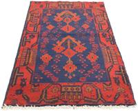 Morgenland Wollteppich Belutsch Teppich handgeknüpft blau, rechteckig, 14 mm Höhe, handgeknüpft