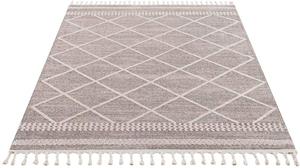 Carpet City Teppich Art 2645, rechteckig, 7 mm Höhe, Kurzflor Teppich, mit Fransen, Wohnzimmer