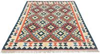Morgenland Wollteppich Kelim Fars Teppich handgewebt braun, rechteckig, 4 mm Höhe, Kurzflor