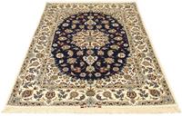 Morgenland Teppich Isfahan Teppich handgeknüpft blau, rechteckig, 7 mm Höhe, handgeknüpft