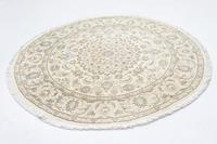 Morgenland Wollteppich Nain 9la Teppich handgeknüpft beige, rund, 8 mm Höhe