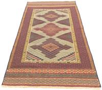 Morgenland Wollteppich Kelim Afghan Teppich handgewebt braun, rechteckig, 4 mm Höhe, Kurzflor