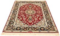 Morgenland Teppich Isfahan Teppich handgeknüpft rot, rechteckig, 7 mm Höhe, handgeknüpft