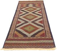 Morgenland Wollteppich Kelim Afghan Teppich handgewebt braun, rechteckig, 4 mm Höhe, Kurzflor