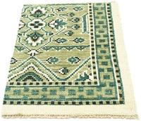 Morgenland Wollteppich Designer Teppich handgeknüpft grün, rechteckig, 7 mm Höhe, handgeknüpft