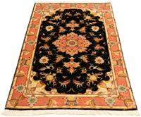 Morgenland Teppich Täbriz 50 Raj Teppich handgeknüpft schwarz, rechteckig, 7 mm Höhe, handgeknüpft