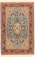 Morgenland Teppich Isfahan Teppich handgeknüpft hellblau, rechteckig, 7 mm Höhe, handgeknüpft