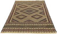 Morgenland Wollteppich Kelim Afghan Teppich handgewebt blau, rechteckig, 4 mm Höhe, Kurzflor