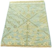 Morgenland Wollteppich Designer Teppich handgeknüpft blau, rechteckig, 6 mm Höhe, handgeknüpft
