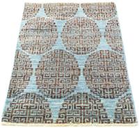 Morgenland Wollteppich Designer Teppich handgeknüpft blau, rechteckig, 6 mm Höhe, handgeknüpft