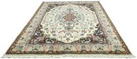 Morgenland Wollteppich Maschad Teppich handgeknüpft beige, rechteckig, 12 mm Höhe