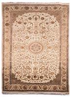 Morgenland Wollteppich Keshan Teppich handgeknüpft beige, rechteckig, 10 mm Höhe