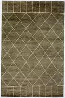 Morgenland Wollteppich Designer Teppich handgeknüpft grün, rechteckig, 18 mm Höhe, handgeknüpft