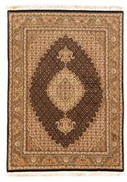 Morgenland Teppich Täbriz 50 Raj Teppich handgeknüpft schwarz, rechteckig, 7 mm Höhe, handgeknüpft