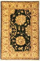 Morgenland Wollteppich Farahan Teppich handgeknüpft schwarz, rechteckig, 7 mm Höhe