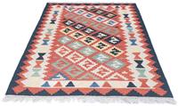 Morgenland Wollteppich Kelim Fars Teppich handgewebt orange, rechteckig, 4 mm Höhe, Kurzflor
