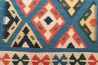 morgenland Wollteppich "Kelim Fars Teppich handgewebt blau", rechteckig, Kurzflor