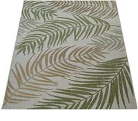 Paco Home Teppich Kuba 123, rechteckig, 4 mm Höhe, Flachgewebe, Blätter Motiv, In- und Outdoor geeignet, Wohnzimmer