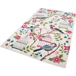 Gino Falcone Vloerkleed Rosetta 019 vogels bijzonder zacht door microvezel, geschikt voor binnen en buiten, woonkamer