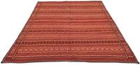 Morgenland Wollteppich Kelim Fars Teppich handgewebt orange, rechteckig, 6 mm Höhe, Kurzflor