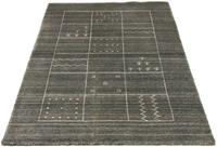 Morgenland Wollteppich Vintage Teppich handgeknüpft schwarz, rechteckig, 8 mm Höhe, Vintage Design