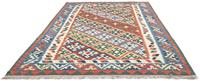 Morgenland Wollteppich Kelim Fars Teppich handgewebt orange, rechteckig, 4 mm Höhe, Kurzflor