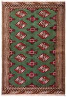 Morgenland Wollteppich Turkaman Teppich handgeknüpft grün, rechteckig, 7 mm Höhe