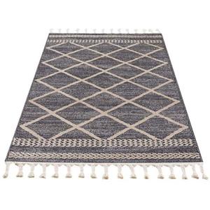 Carpet City Teppich Art 2645, rechteckig, 7 mm Höhe, Kurzflor Teppich, mit Fransen, Wohnzimmer