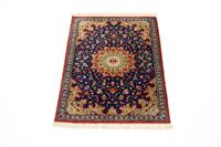Morgenland Teppich Ghom Seide Teppich handgeknüpft blau, rechteckig, 5 mm Höhe