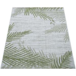 Paco Home Teppich Kuba 126, rechteckig, 4 mm Höhe, Flachgewebe, Blätter Motiv, In- und Outdoor geeignet, Wohnzimmer