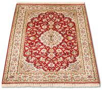 Morgenland Teppich Kaschmir Seide Teppich handgeknüpft rot, rechteckig, 5 mm Höhe