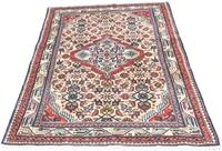 Morgenland Wollteppich Hamadan Teppich handgeknüpft blau, rechteckig, 8 mm Höhe, handgeknüpft