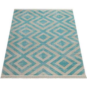 Paco Home Vloerkleed Poco 821 Ruiten design, met franje, geschikt voor binnen en buiten, ideaal in de woonkamer & slaapkamer