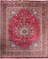 Morgenland Wollteppich Maschad Teppich handgeknüpft rot, rechteckig, 8 mm Höhe